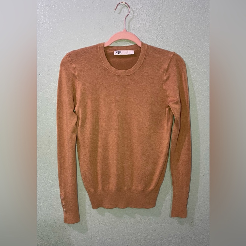 Zara Camel Crew Neck Sweater